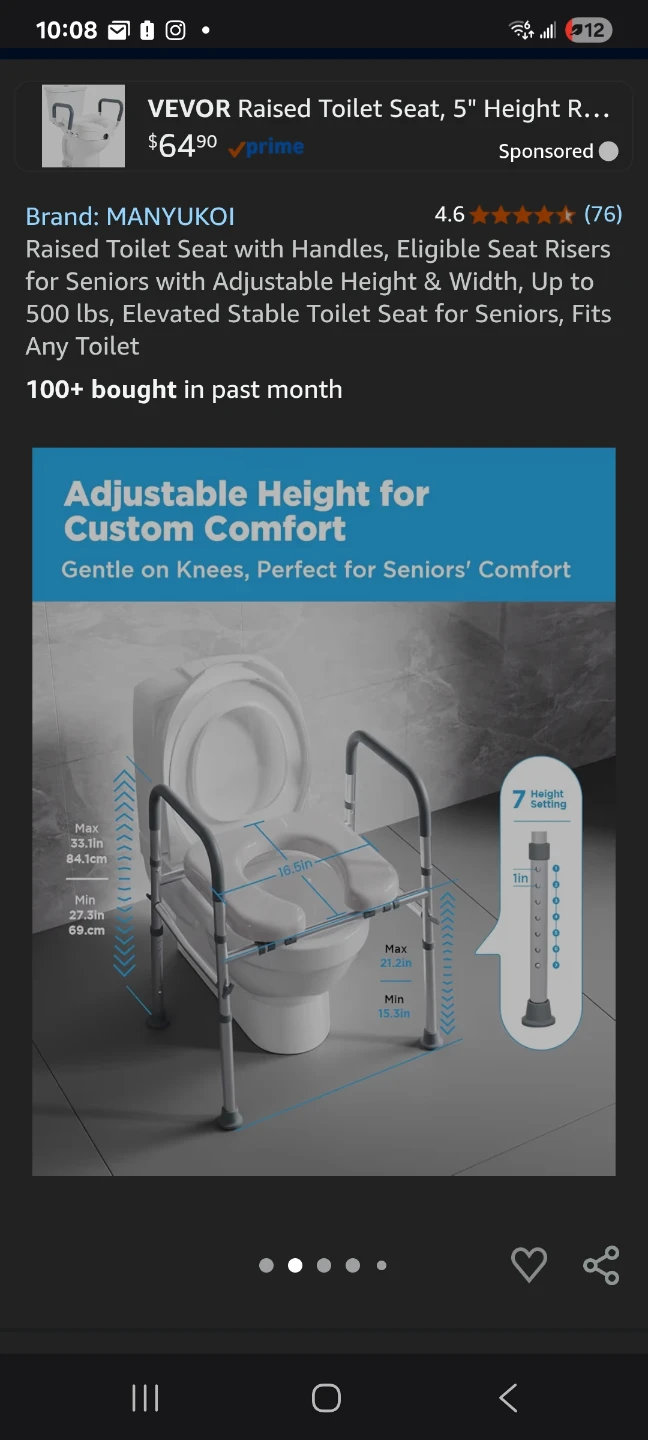 Raised Toilet Seat with Handles new - photo 2