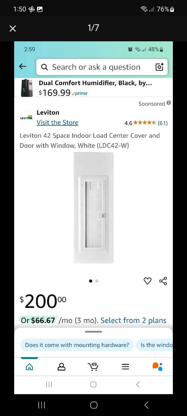 Leviton LDC42-W 42 Space Load Center Cover and Door with Window