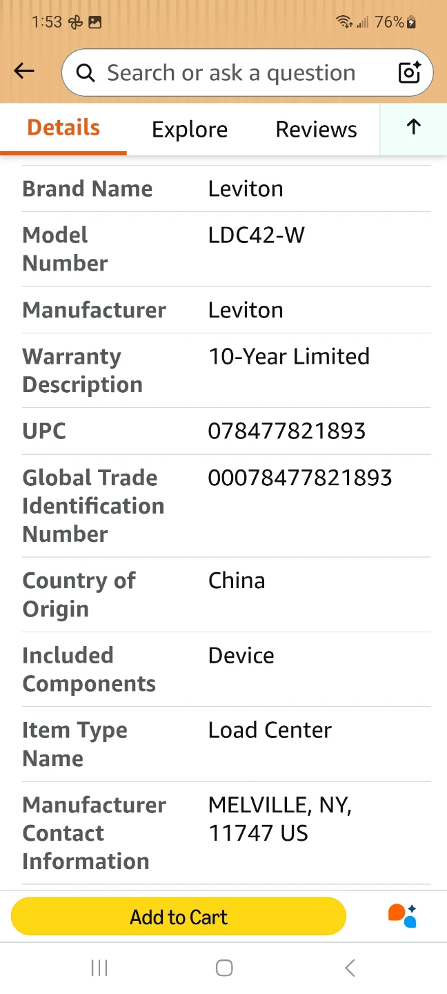 Leviton LDC42-W 42 Space Load Center Cover and Door with Window - photo 4