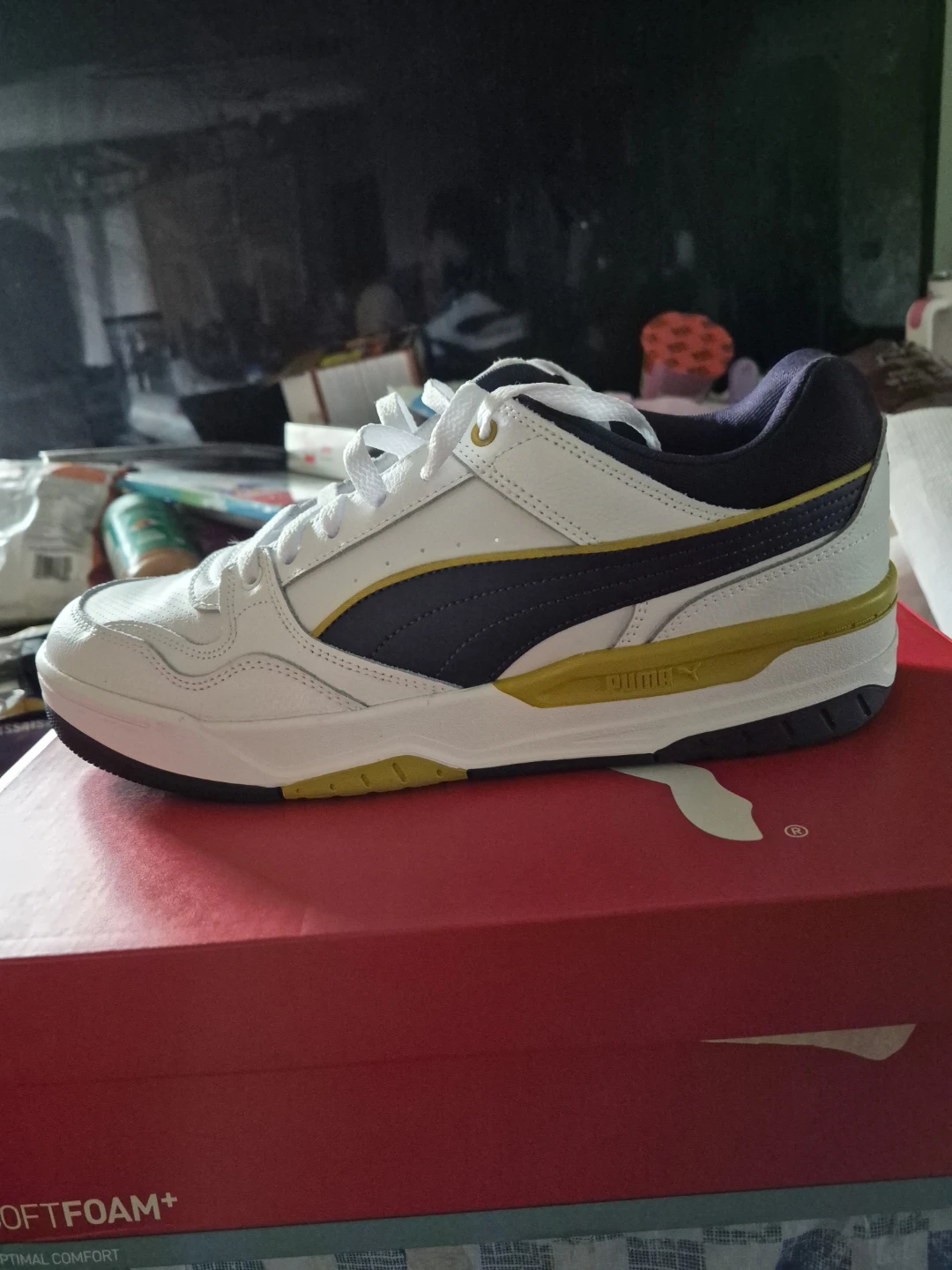Puma Rebound Retro White Deep Plum Yellow Men's Shoes - photo 2