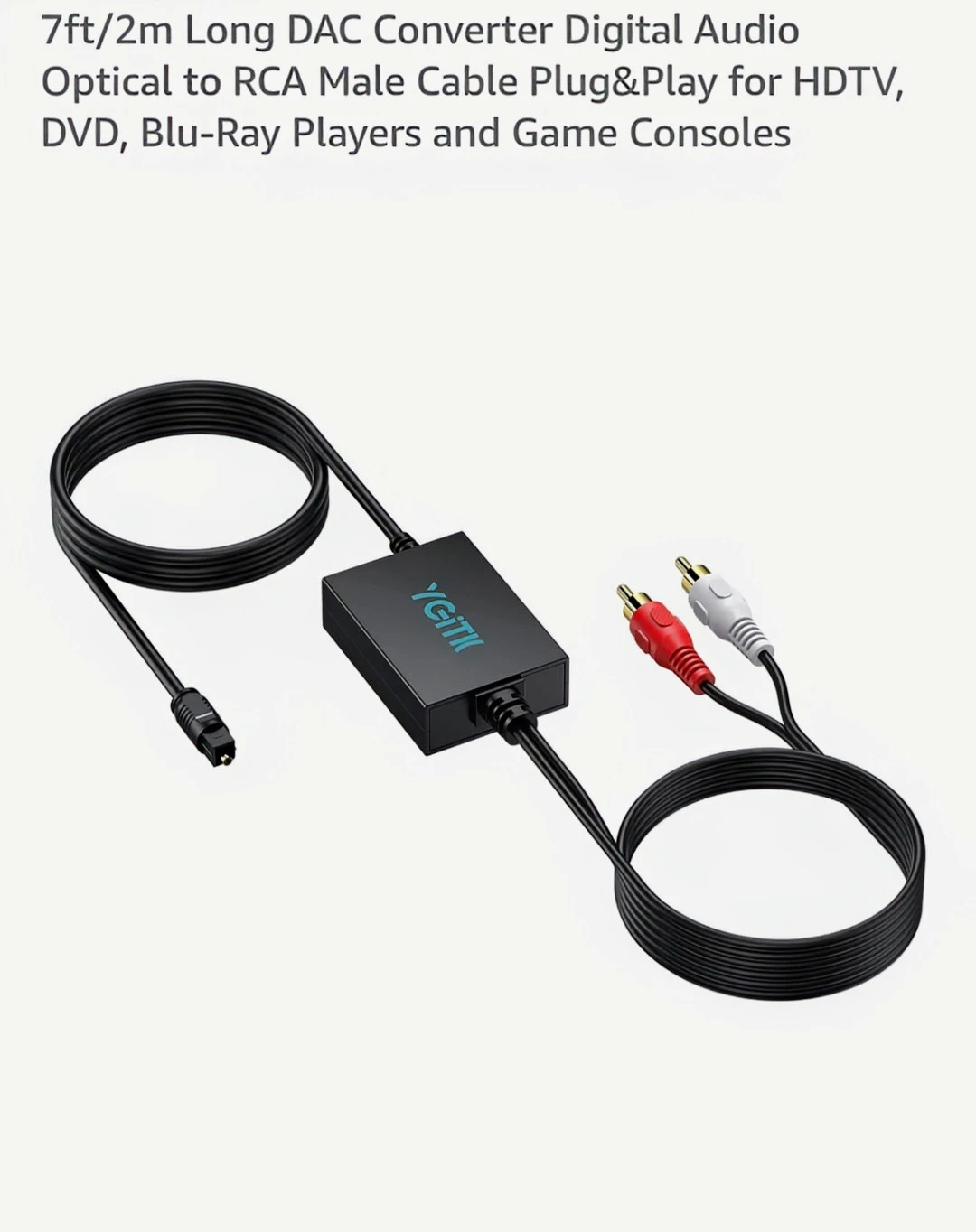 YGTIK DAC Converter Digital Audio Optical to RCA Cable