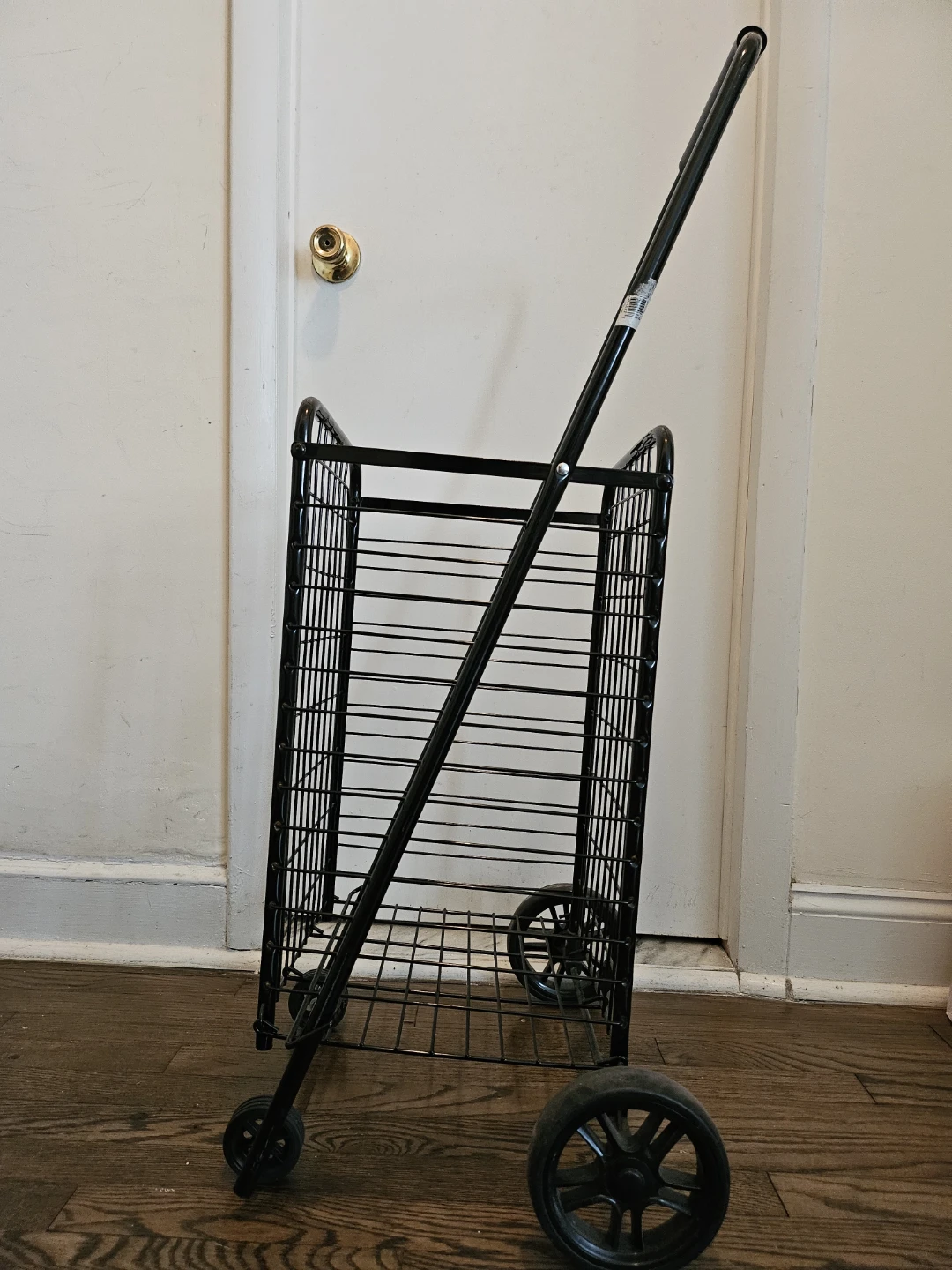 Black Metal Rolling Shopping Cart