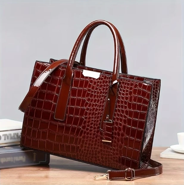 Crocodile Embossed Tote Handbag - photo 5