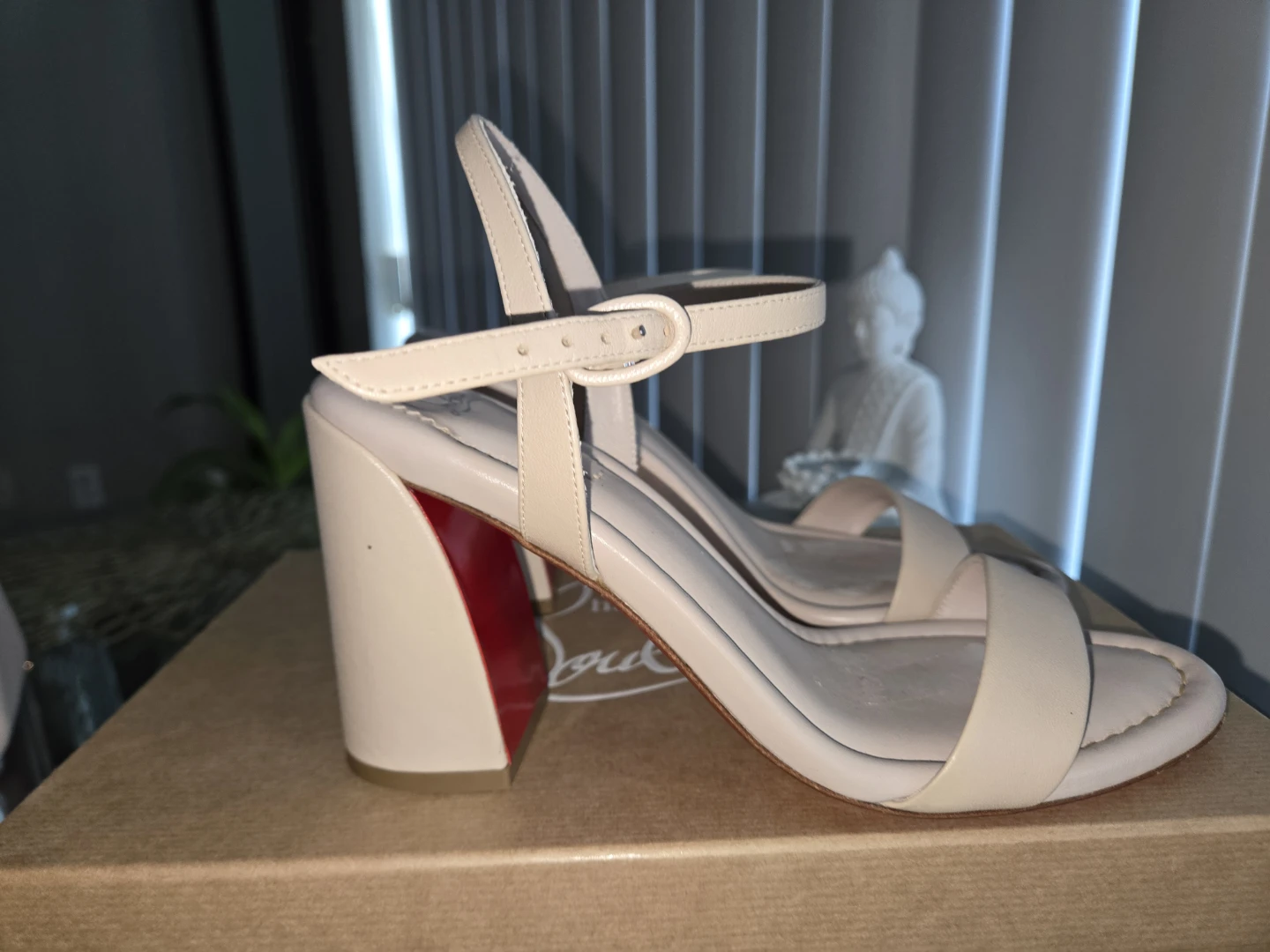 Christian Louboutin Leather Block Heel Sandals