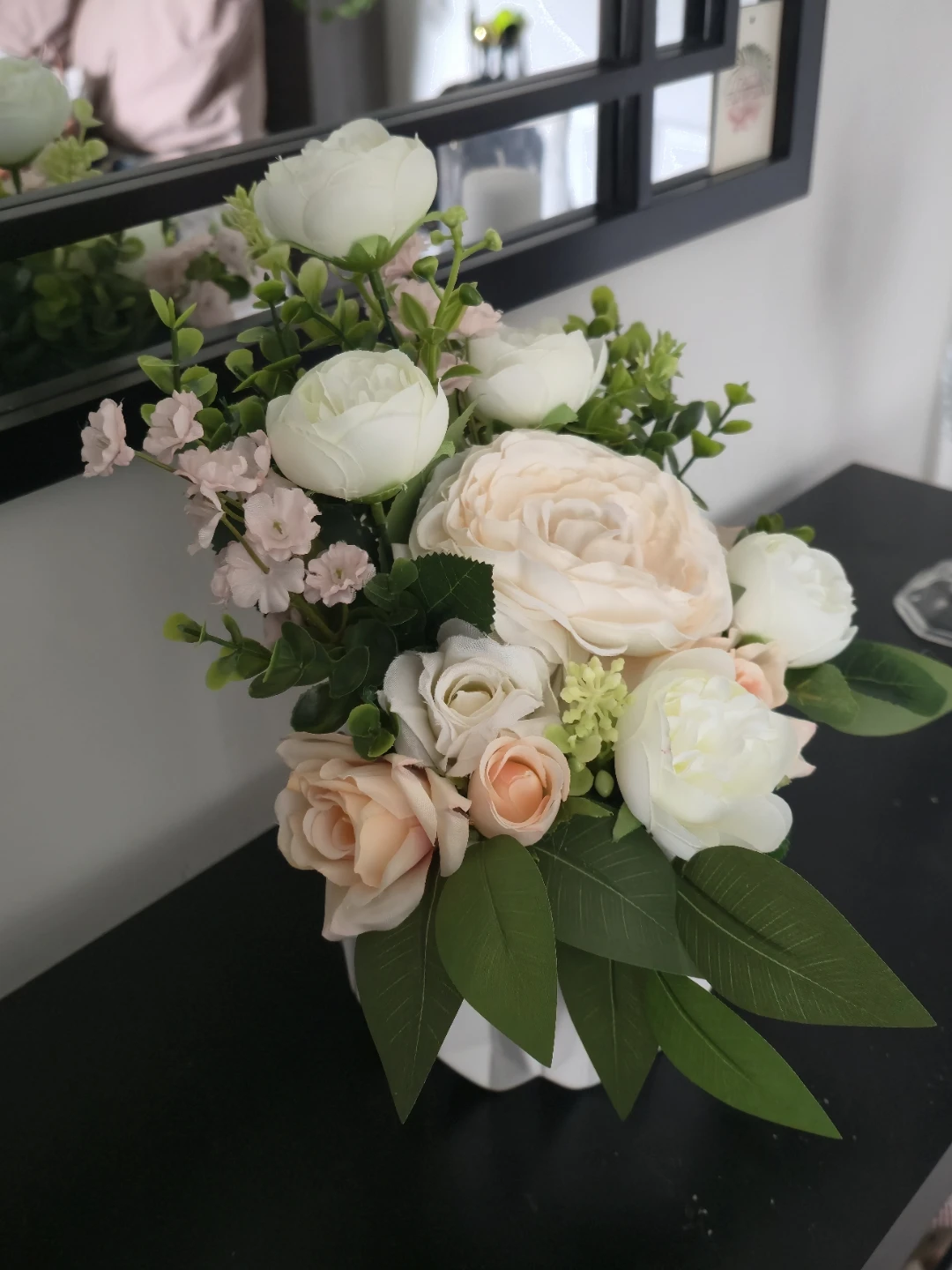 Artificial Flower Arrangement in White Geometric Vase - photo 5
