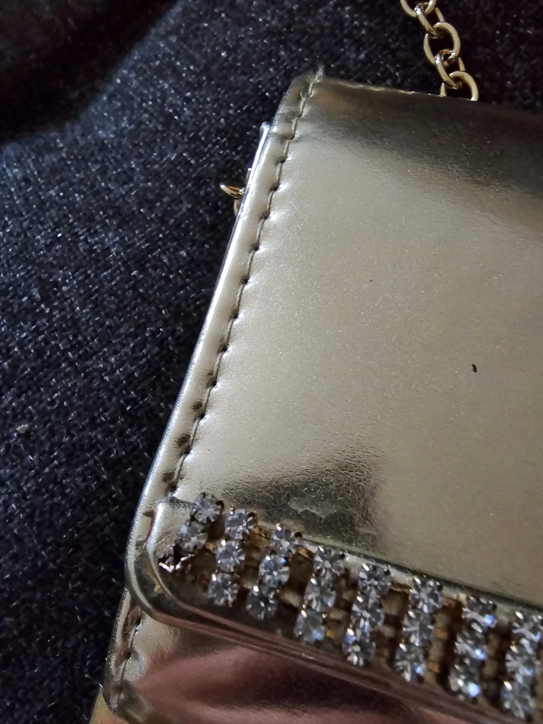 ALDO Gold Clutch Bag with Rhinestone Embellishment - photo 2