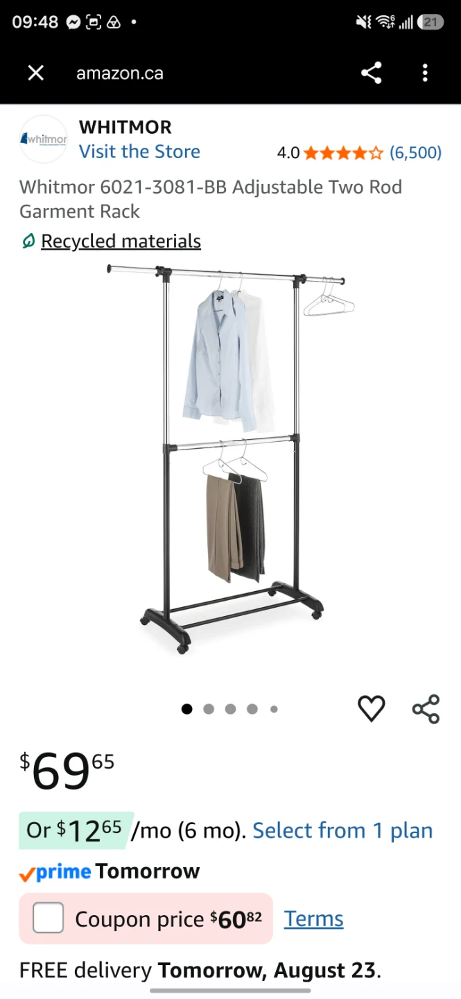 Whitmor Adjustable Two Rod Garment Rack - photo 4