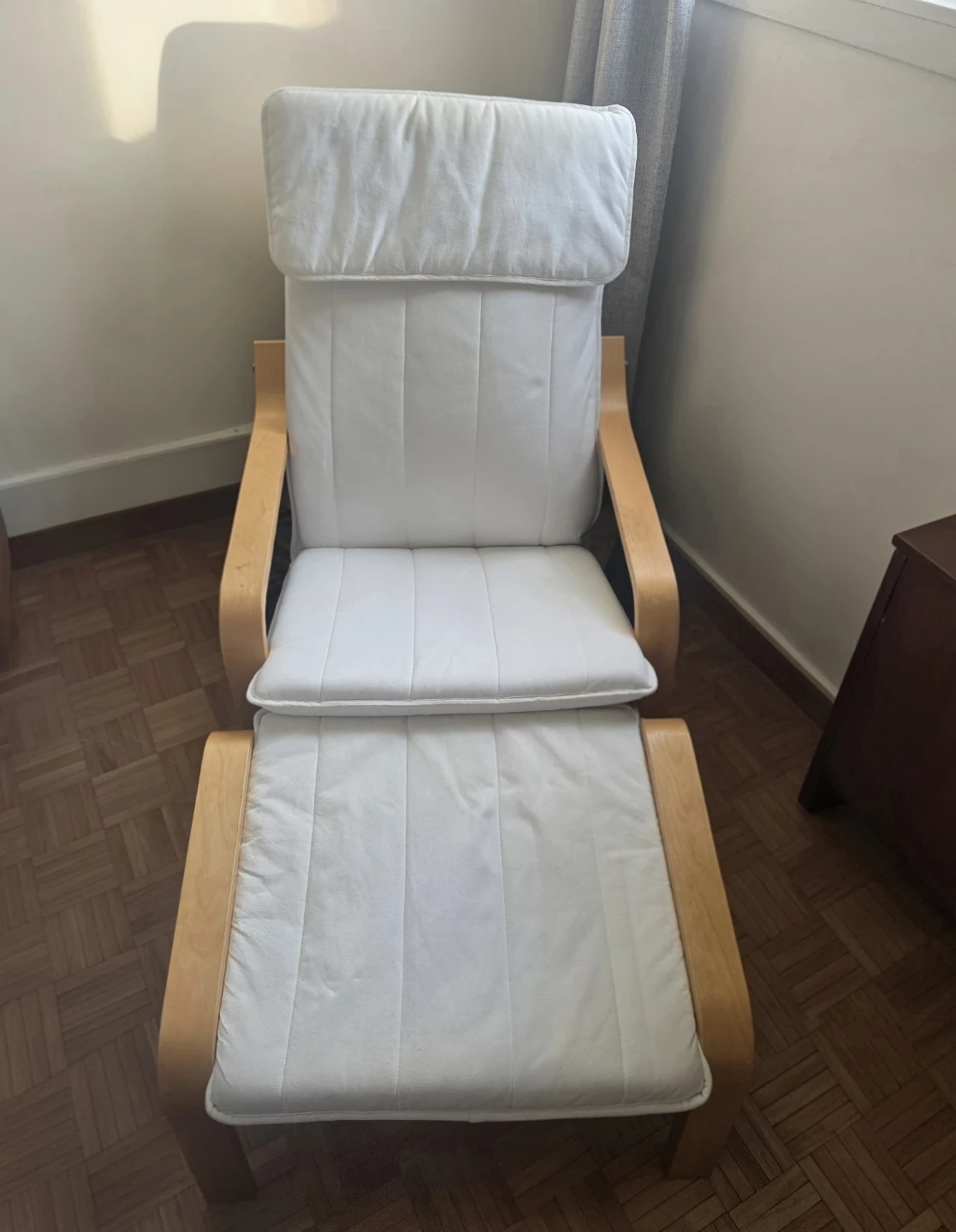 White Recliner Chair with Ottoman