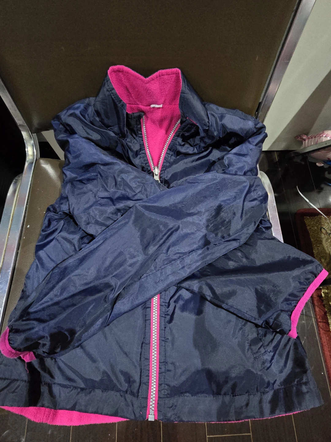Navy and Pink Fleece Lined Jacket
