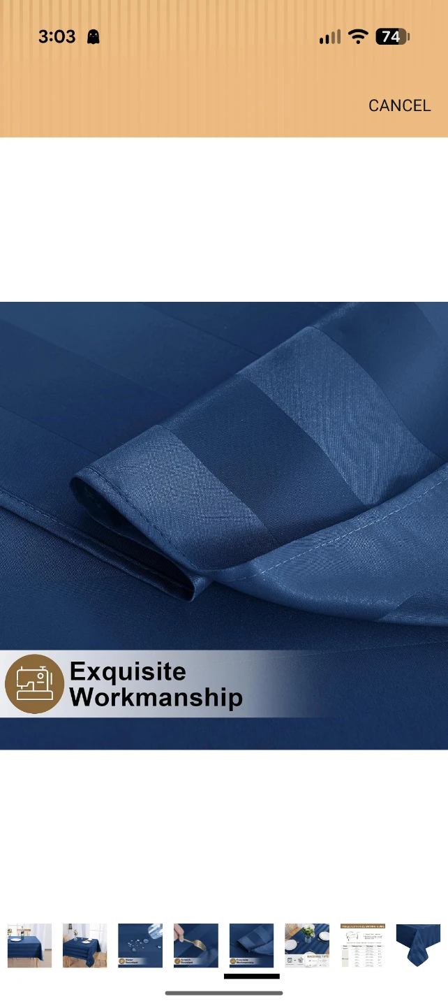 Tablecloth - Navy Blue Striped - 54 x 54 Inch - photo 5