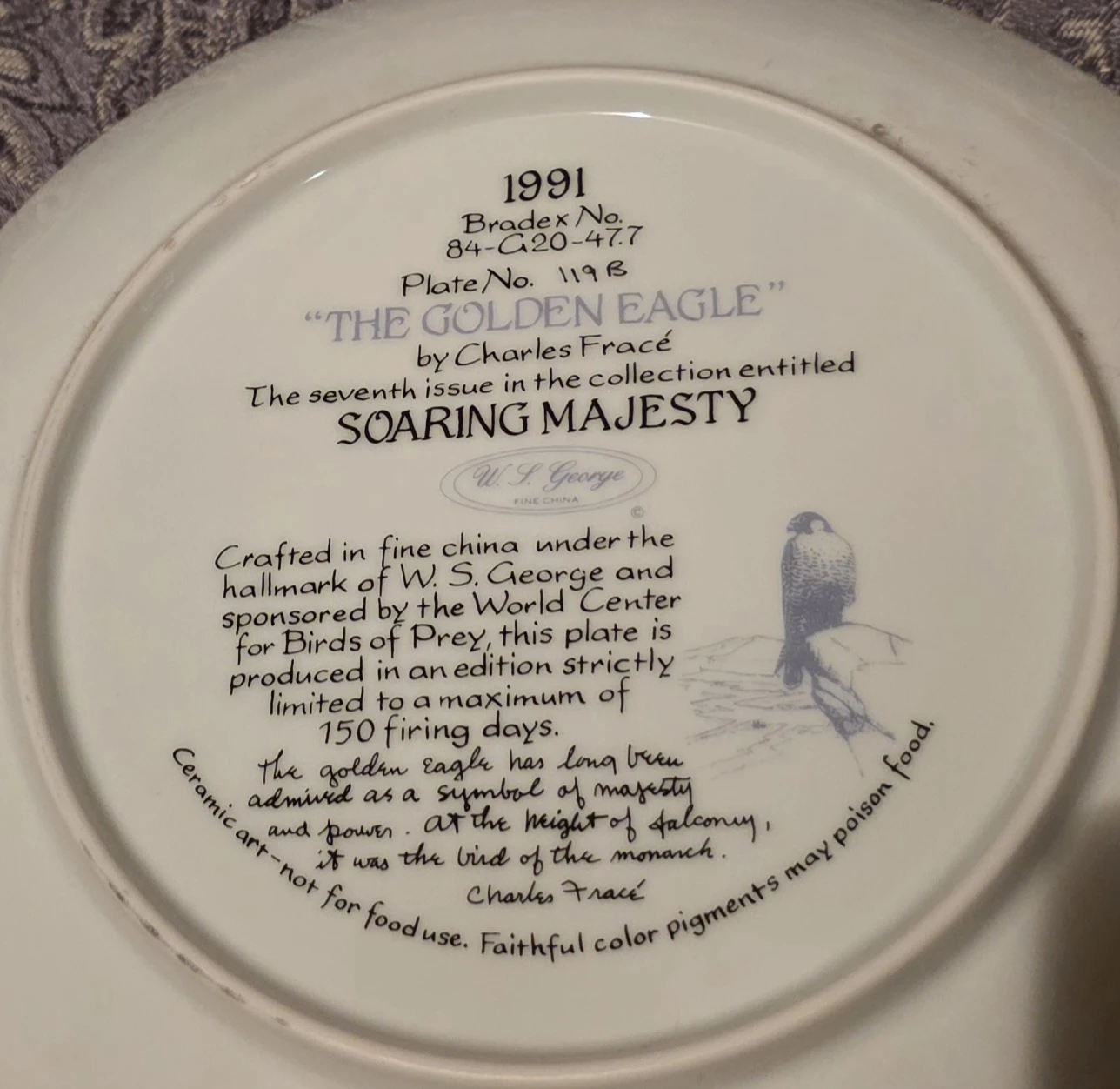 1991 W.S. George "The Golden Eagle" Collector Plate - photo 2