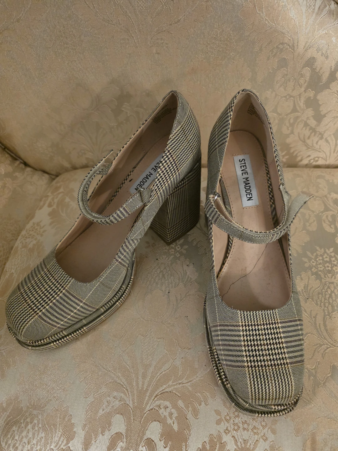 Steve Madden Plaid Mary Jane Platform Heels