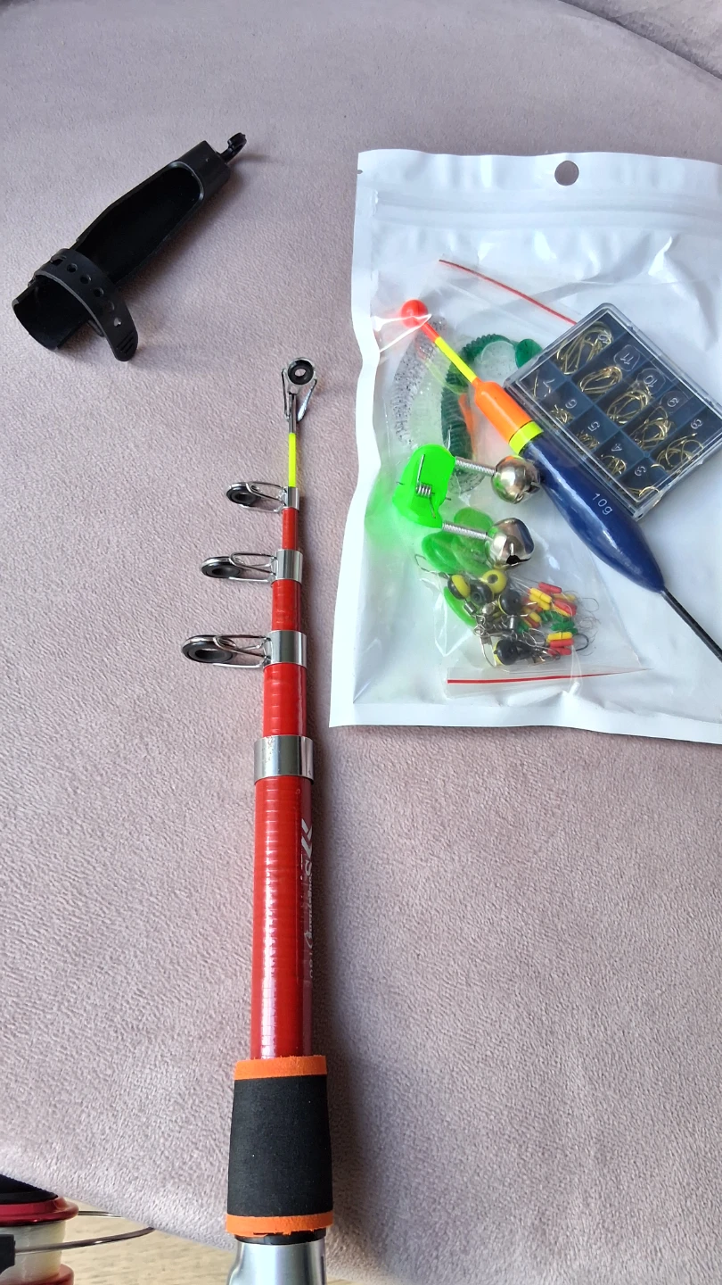 Fishing rod Reel Lures Hooks Line complete set - photo 2
