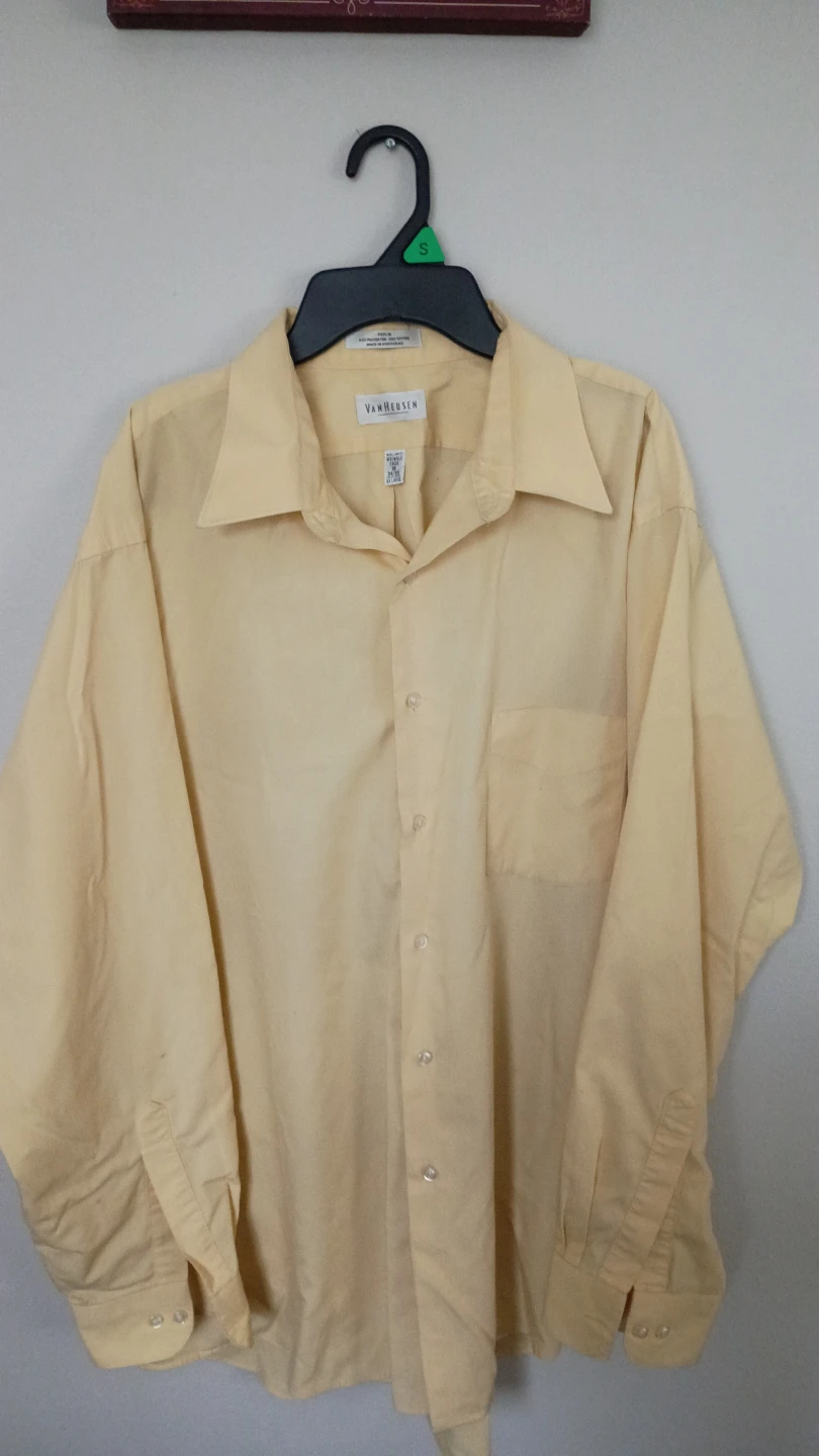 Van Heusen Men's Long Sleeve Dress Shirt XXL Large Yellow