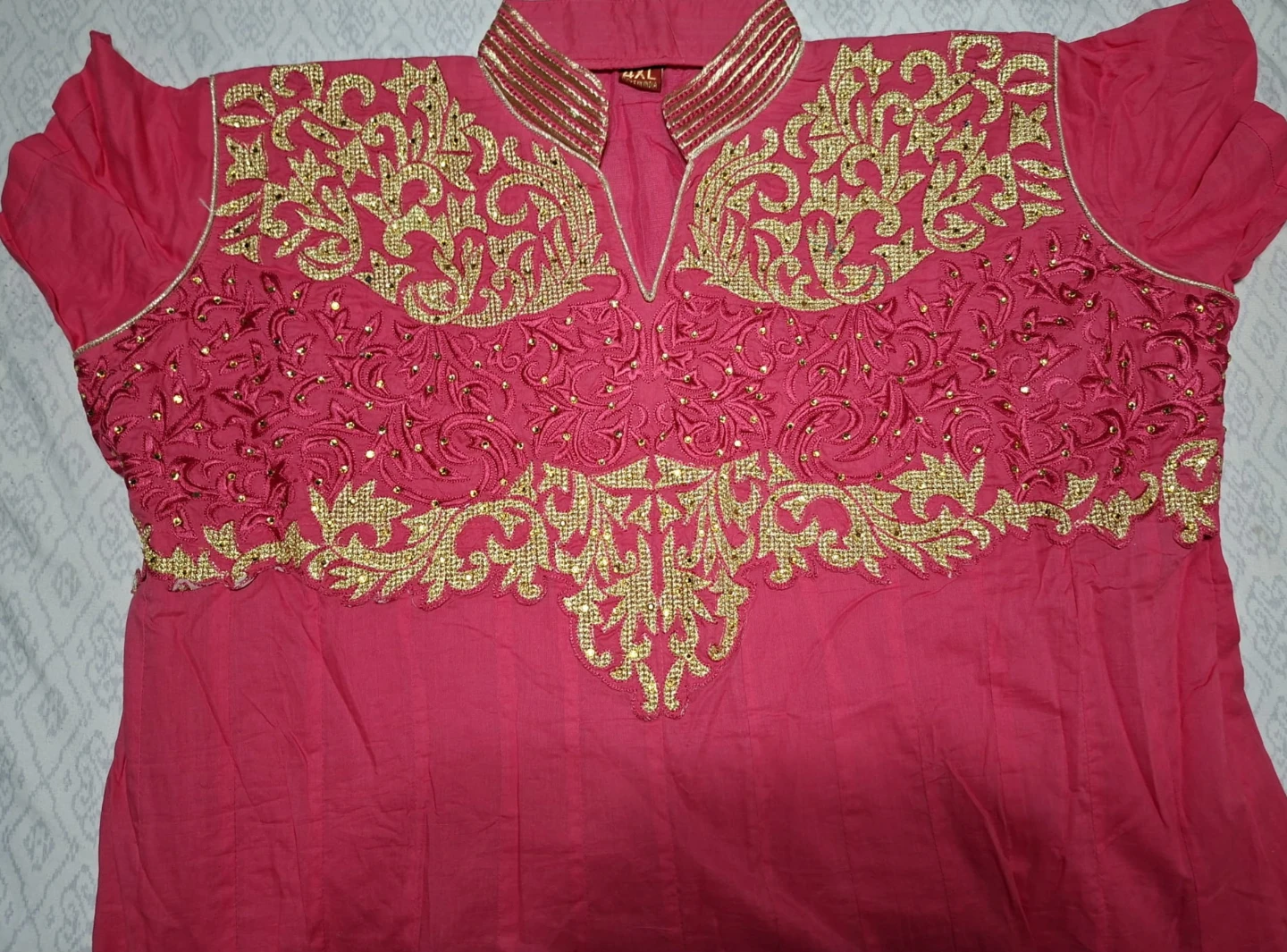 Pink Kurti with Gold Embroidery - Size 4XL