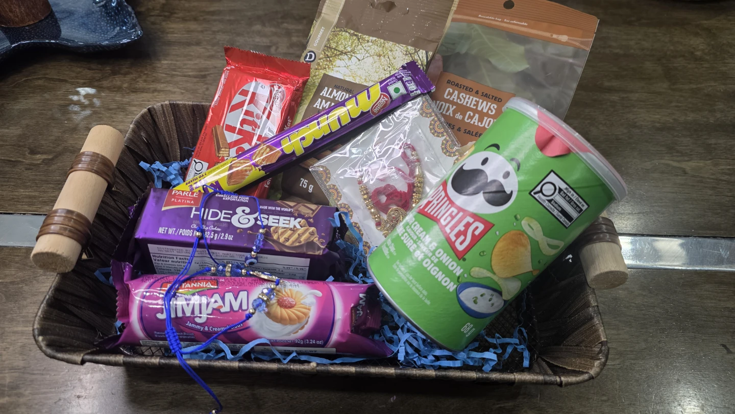 Raksha Bandhan Snack Basket with Kit Kat, Pringles, and More