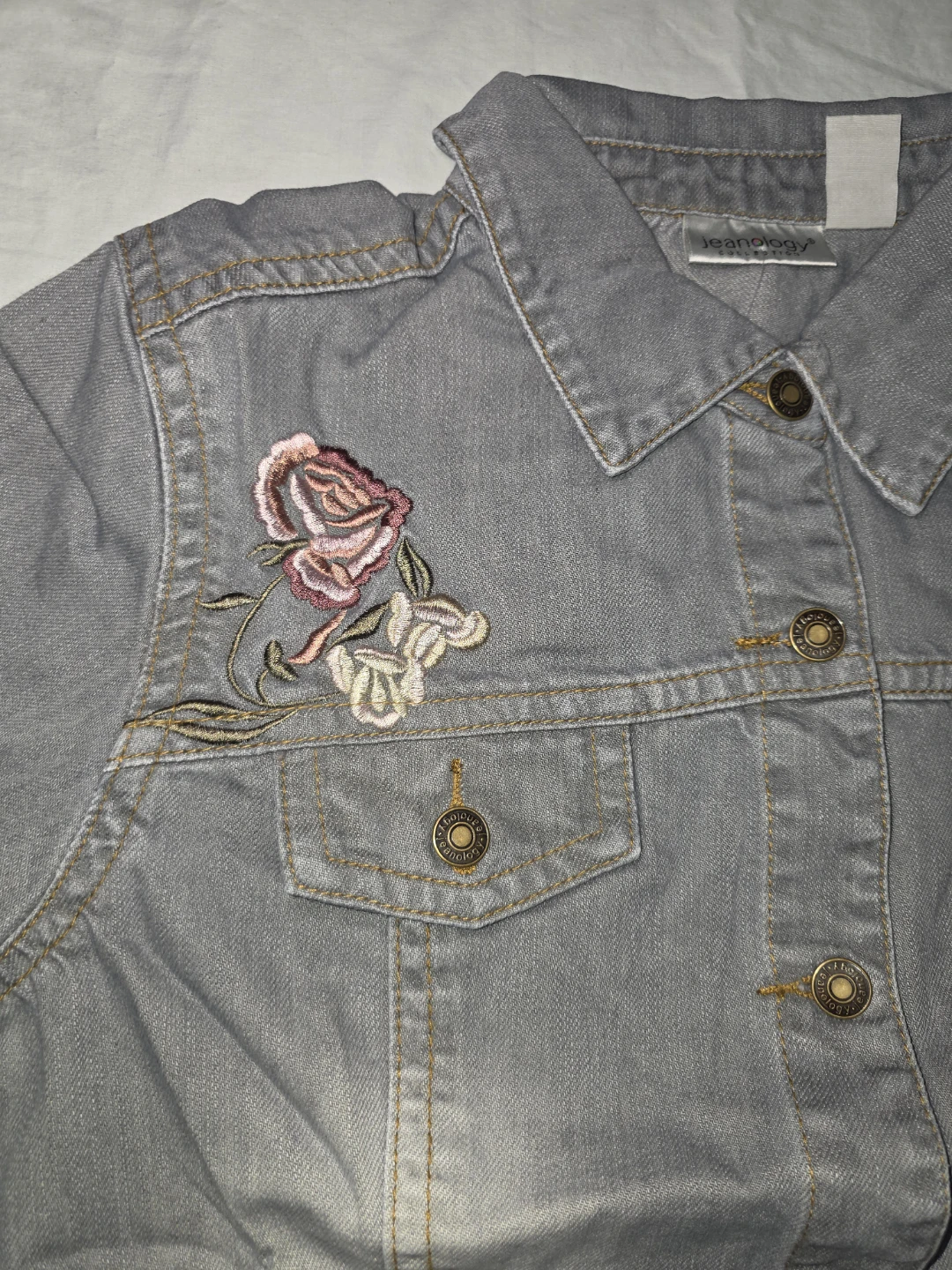 Jean Therapy Embroidered Denim Jacket Size 16W - photo 4