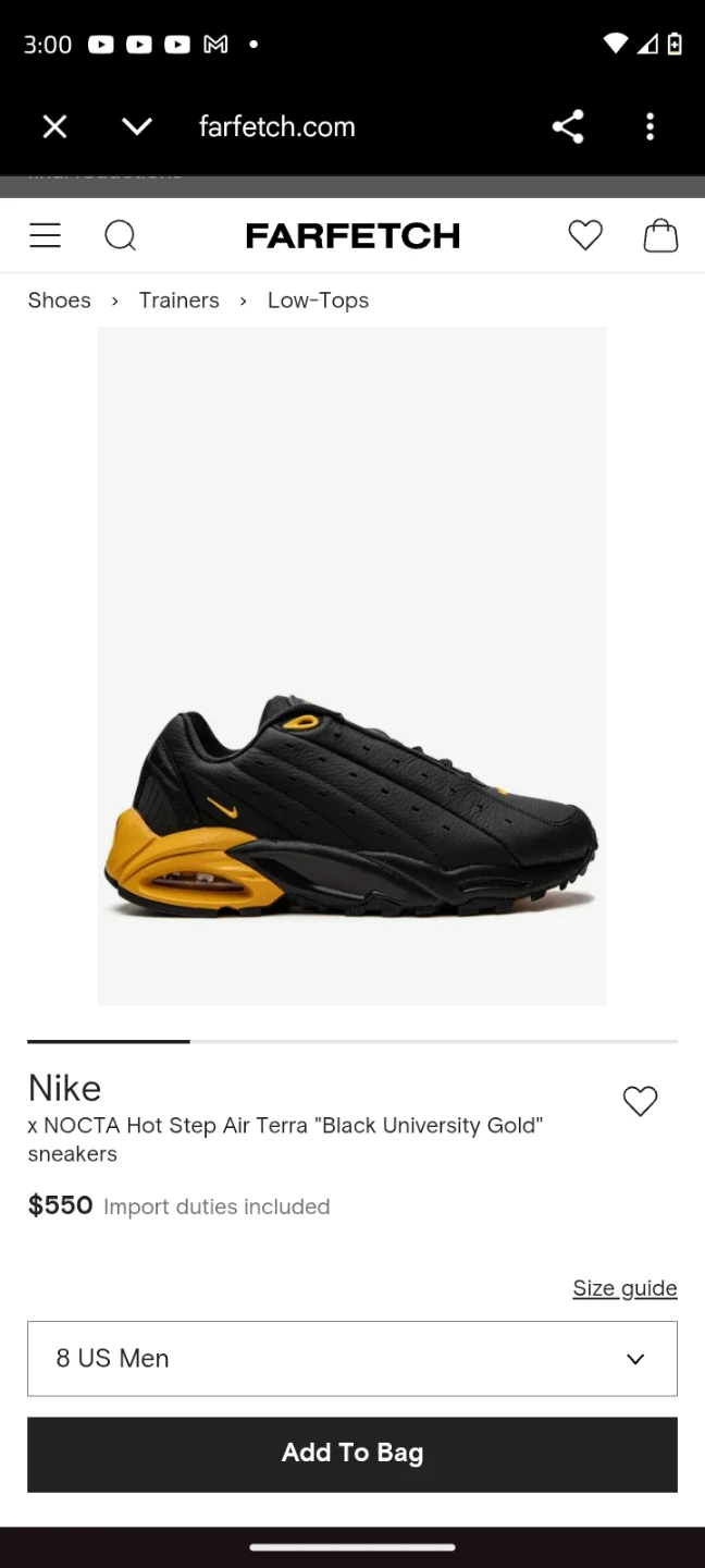 Nike x NOCTA Hot Step Air Terra "Black University Gold" Sneakers - photo 4