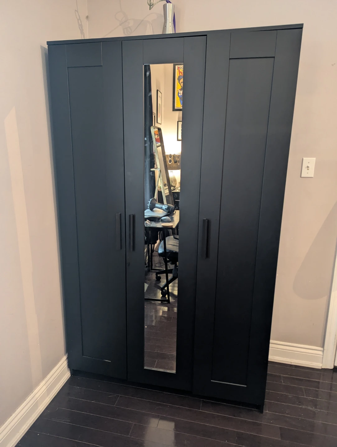 Black IKEA Wardrobe with Mirror