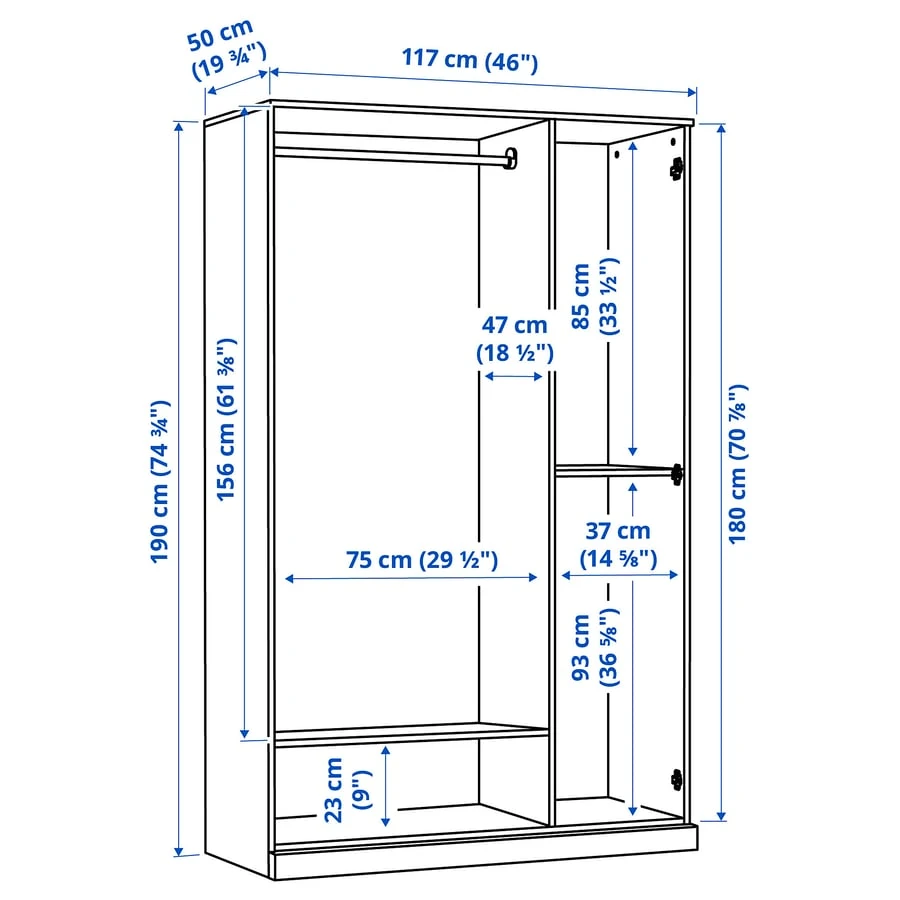 Black IKEA Wardrobe with Mirror - photo 3