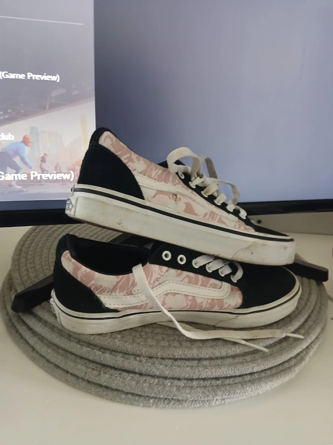 Vans Old Skool Pink Floral and Black Sneakers