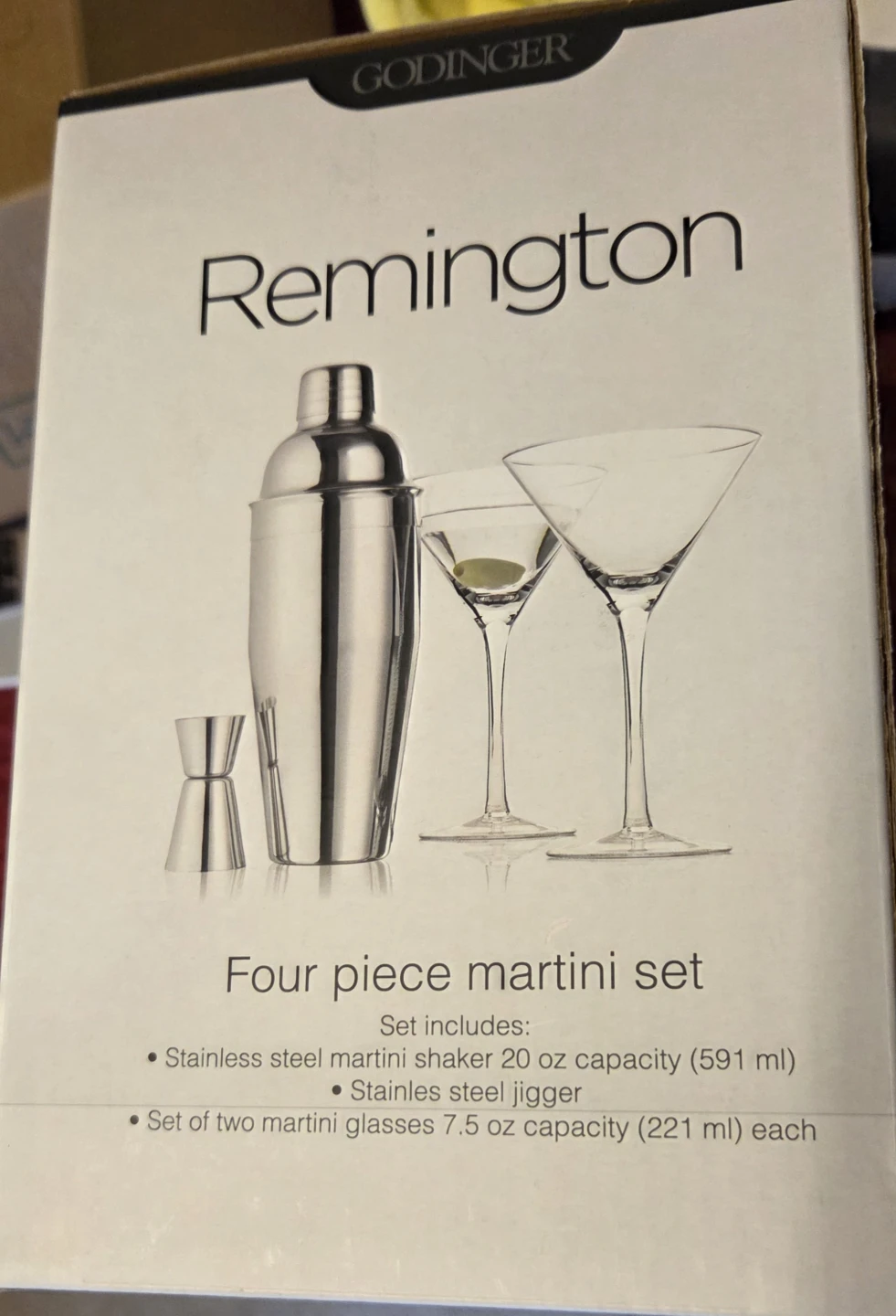 Godinger Remington 4pc Martini Set NIB