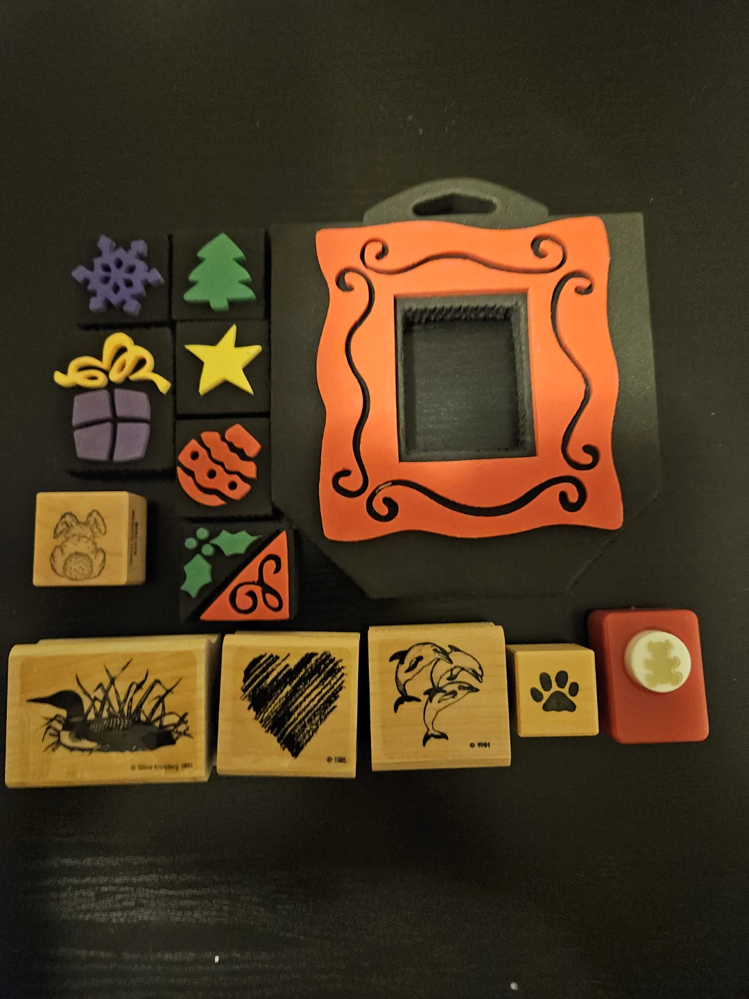 Rubber/Foam Stamps + Metal Bear Paper Punch