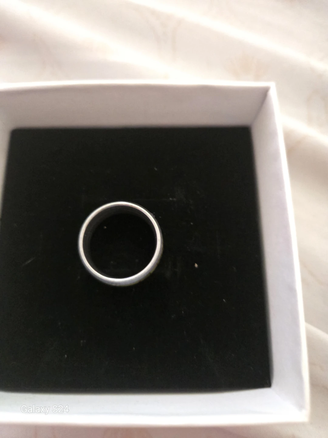 Silver Tone Ring with Gold Tone Design