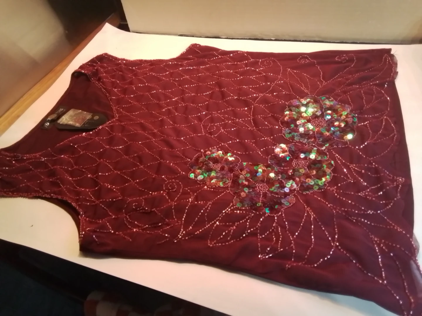 Maroon Sequined Top