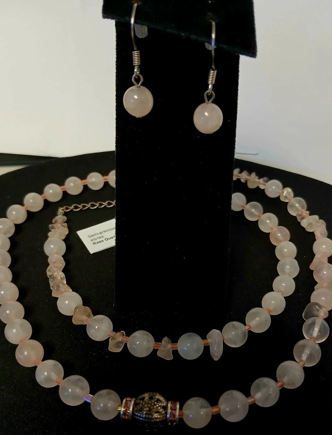 Rose Quartz Necklace and Earrings Set - photo 4