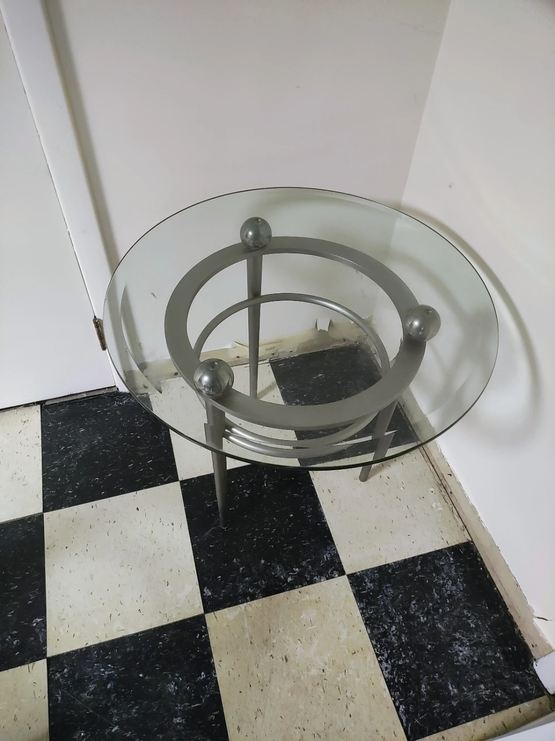 Contemporary Round Glass Accent Tables – Silver & Chrome (Pair) - photo 4
