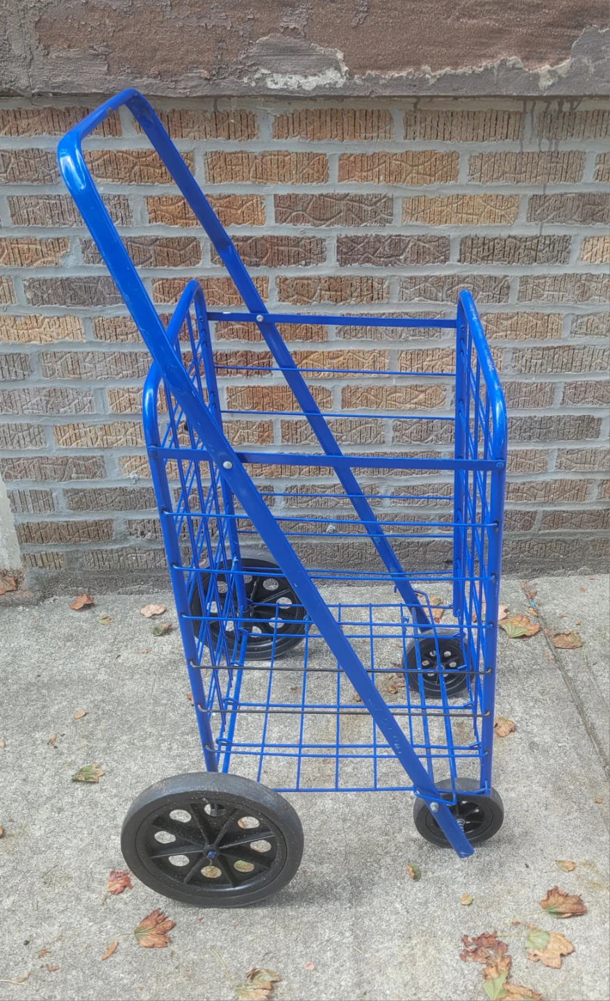Big Blue Metal Rolling Shopping Cart with 10" wheels - photo 2