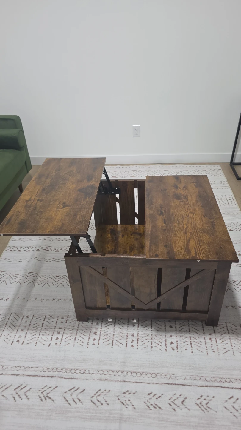 Lift Top Coffee Table with Storage - Rustic Brown