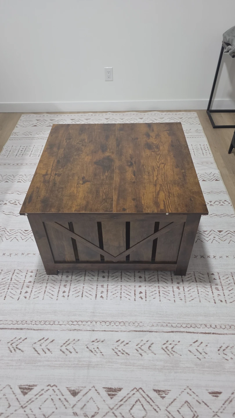 Lift Top Coffee Table with Storage - Rustic Brown - photo 2