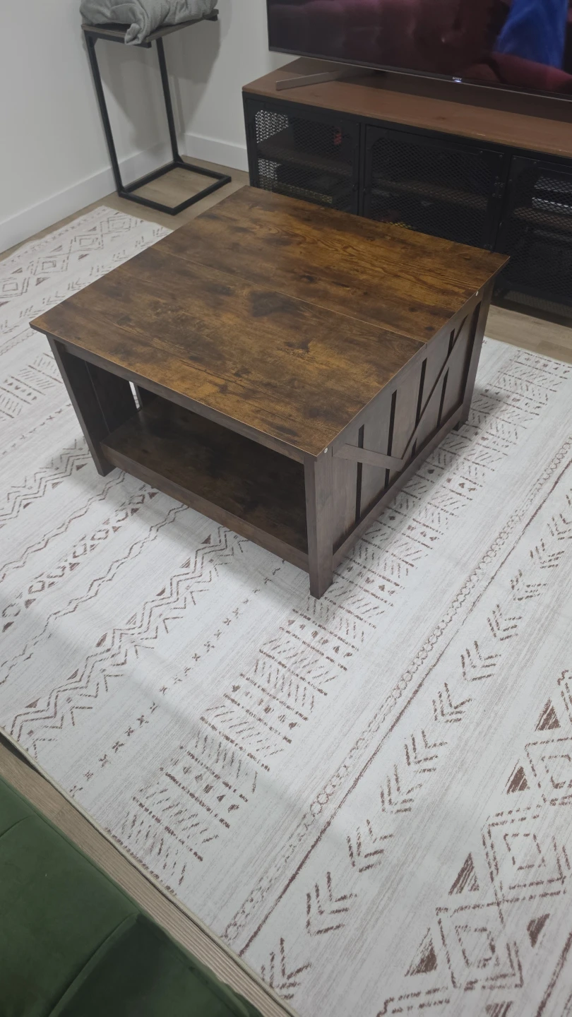 Lift Top Coffee Table with Storage - Rustic Brown - photo 3