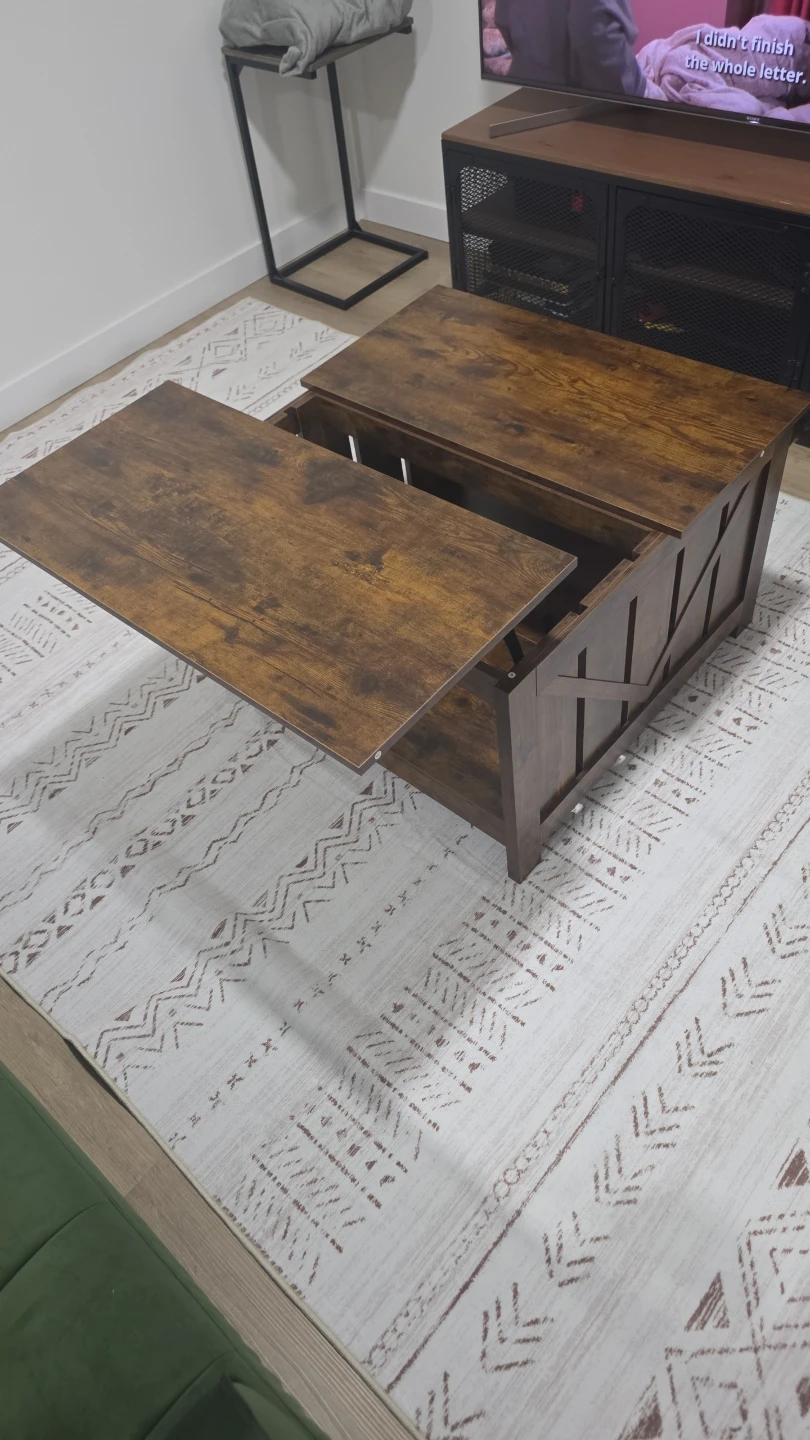 Lift Top Coffee Table with Storage - Rustic Brown - photo 4