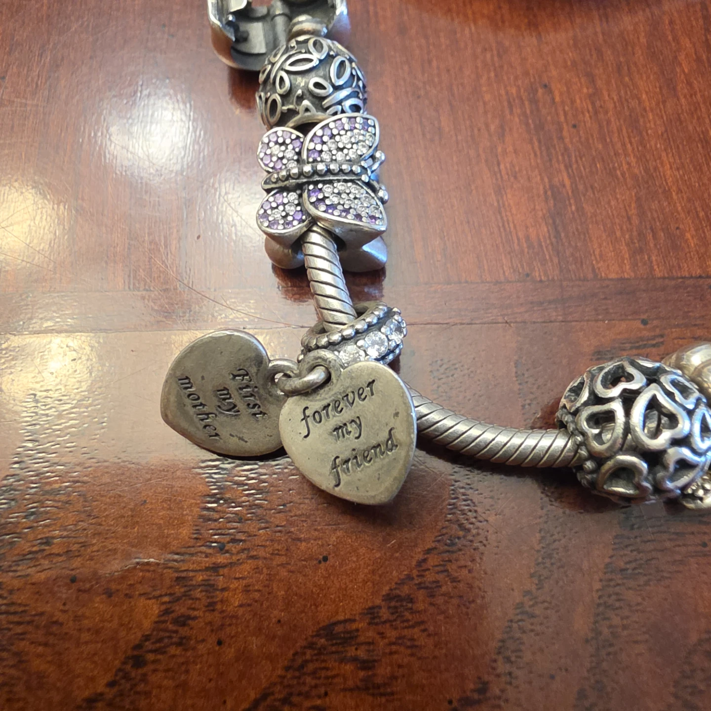 Authentic Pandora Sterling Silver Bracelet + 14 Charms - EUC - photo 3