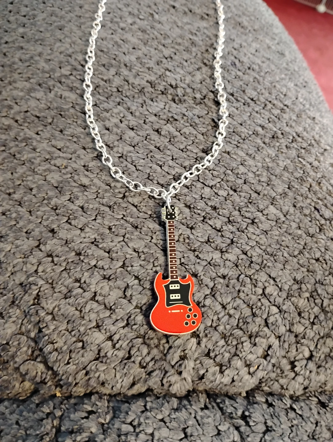 Red Electric Guitar Pendant Necklace - photo 3