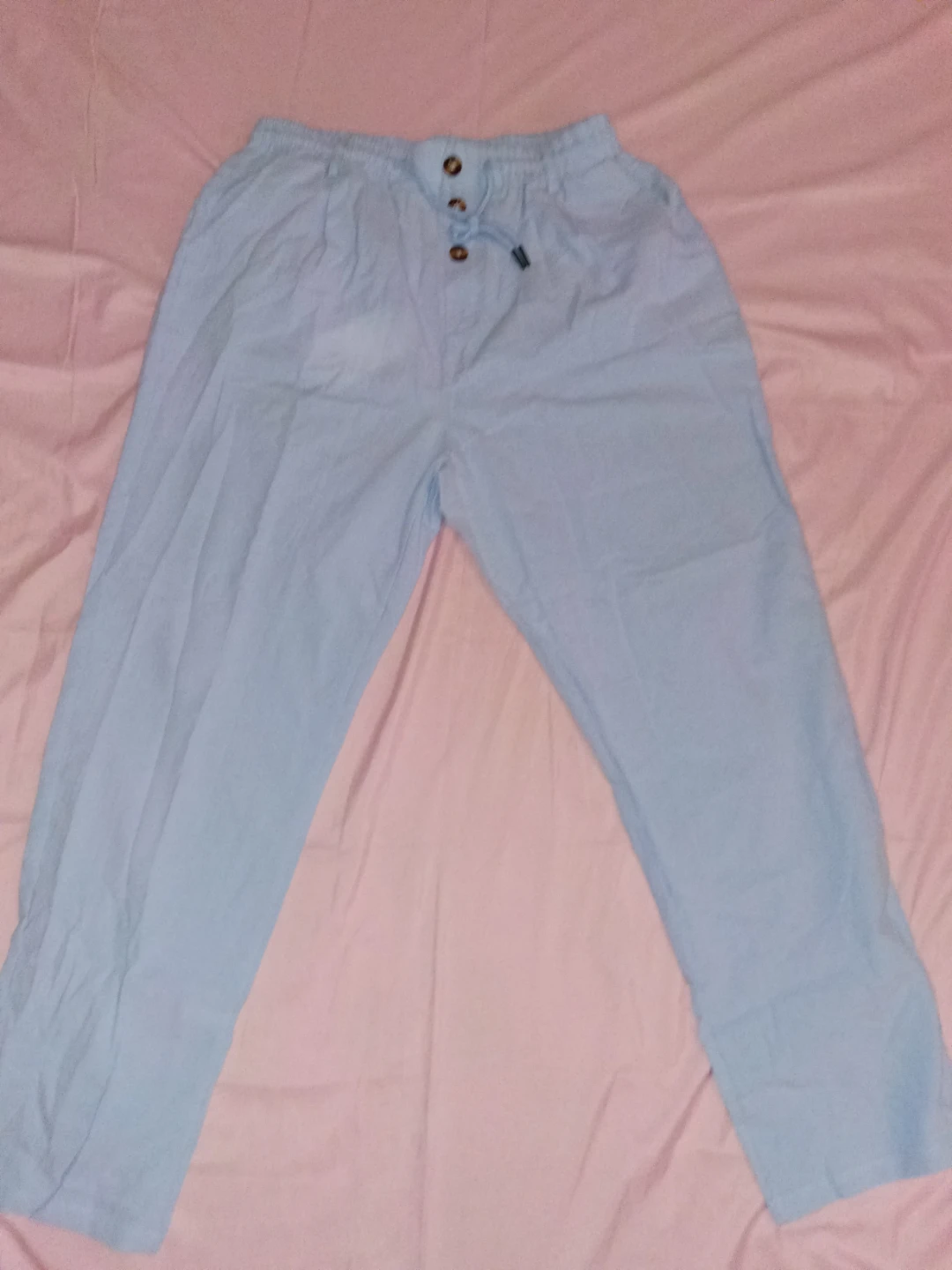 Light Blue Elastic Waist Pants