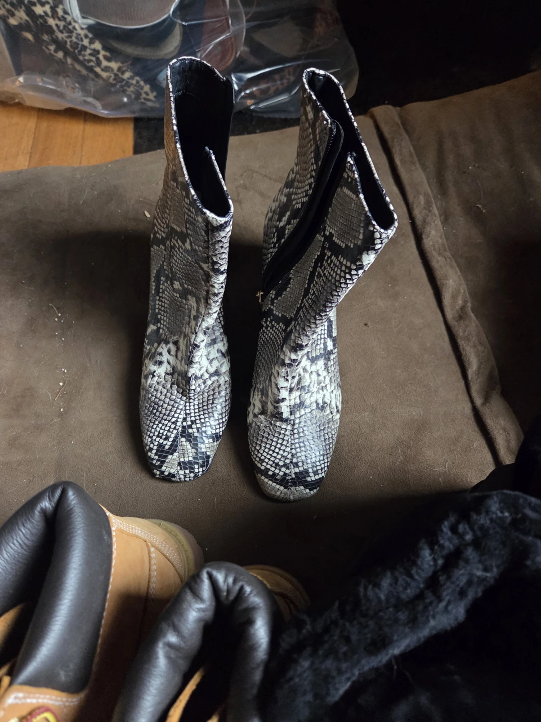 Snake Print Heeled Booties