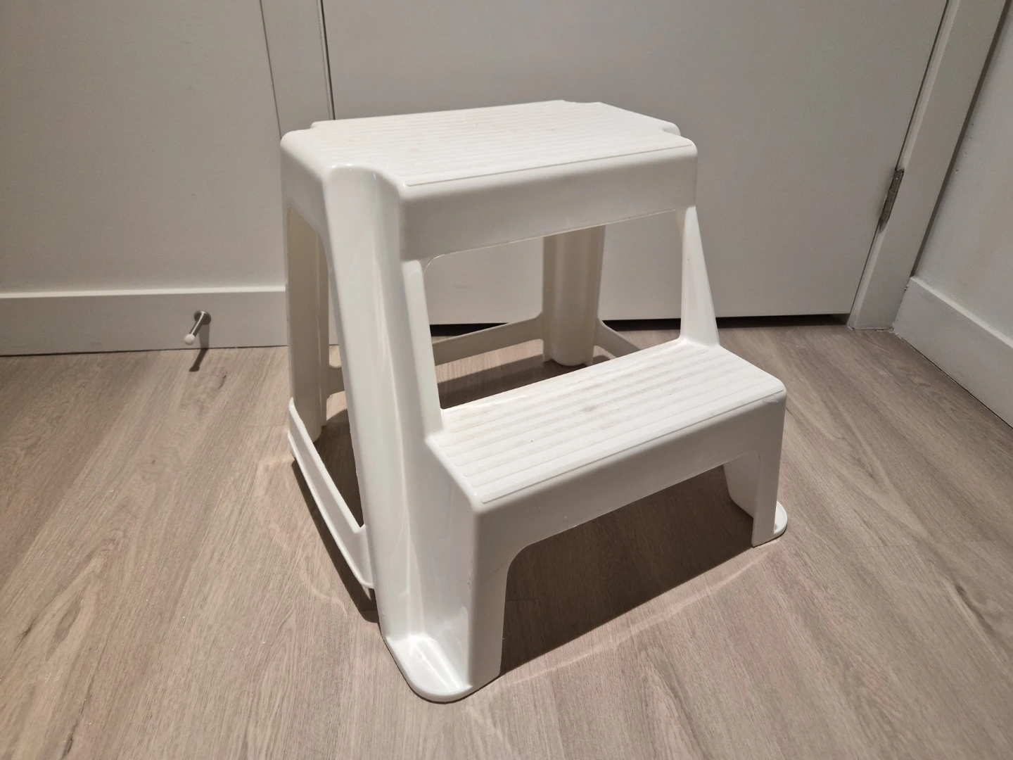 2-Step Plastic Step Stool - White