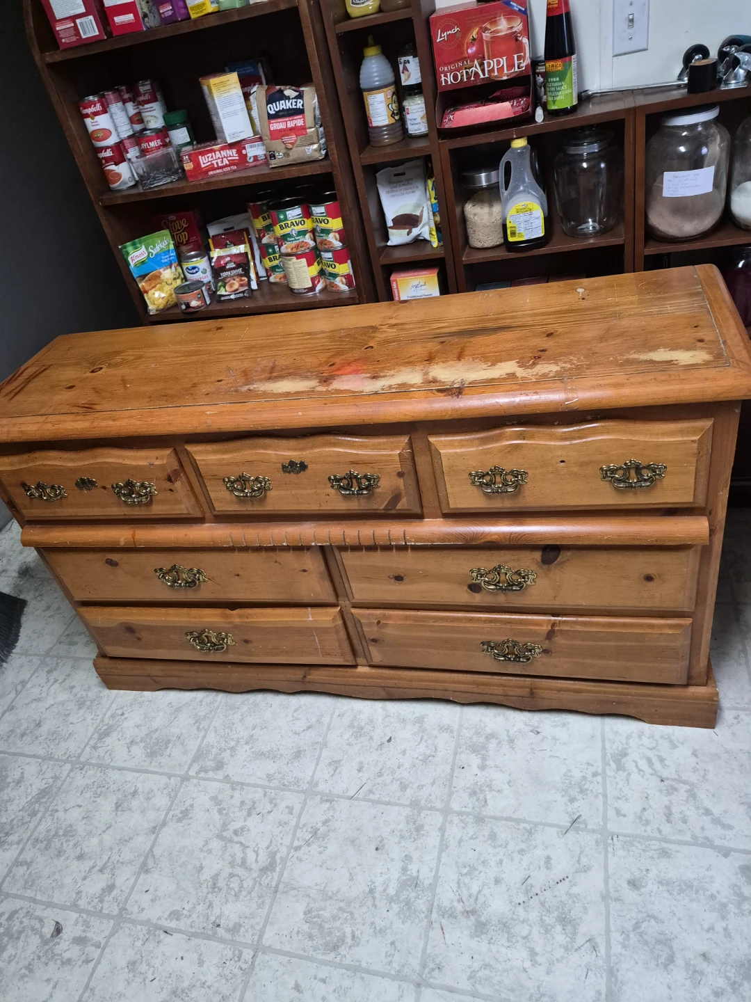 Solid oak 7 drawer dresser