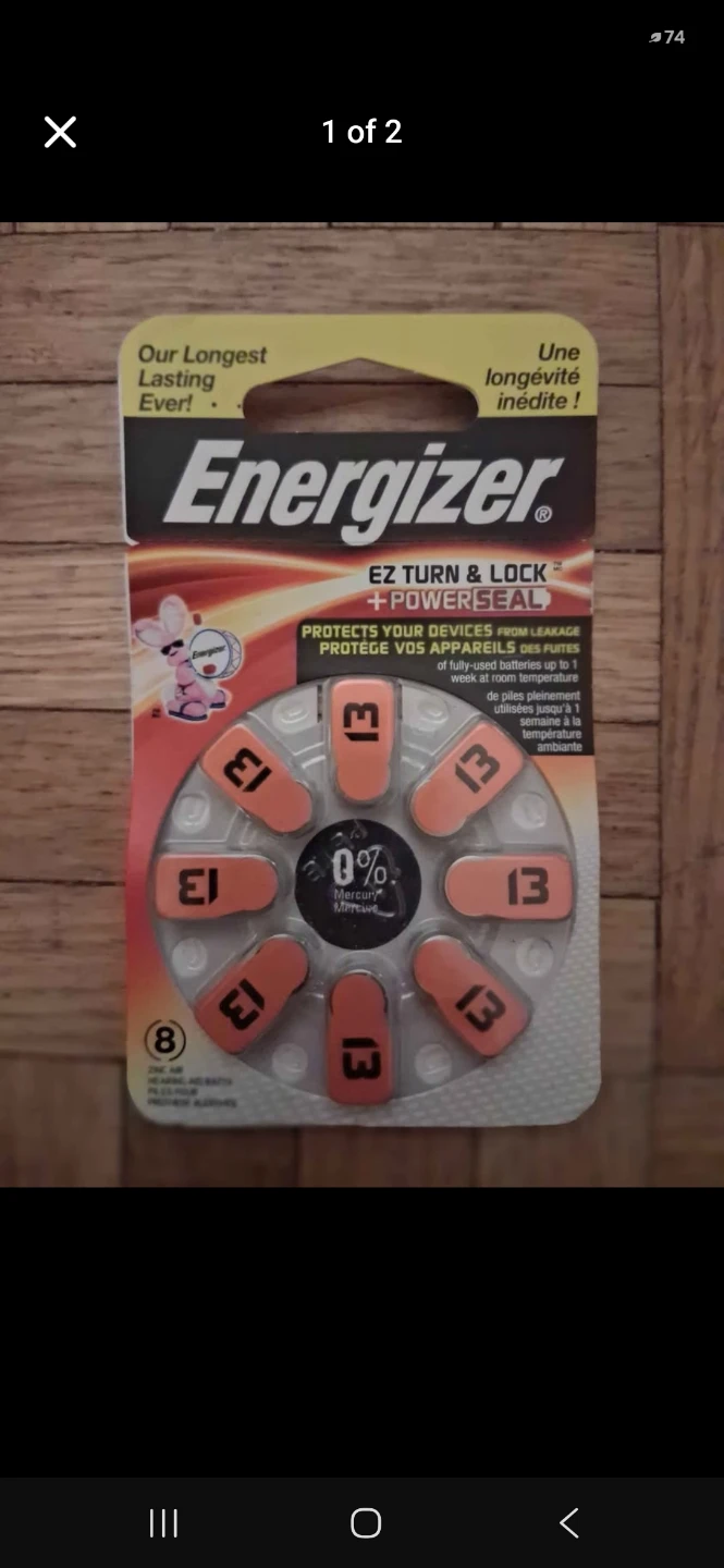 Energizer Hearing Aid Batteries EZ Turn & Lock size 13 - New