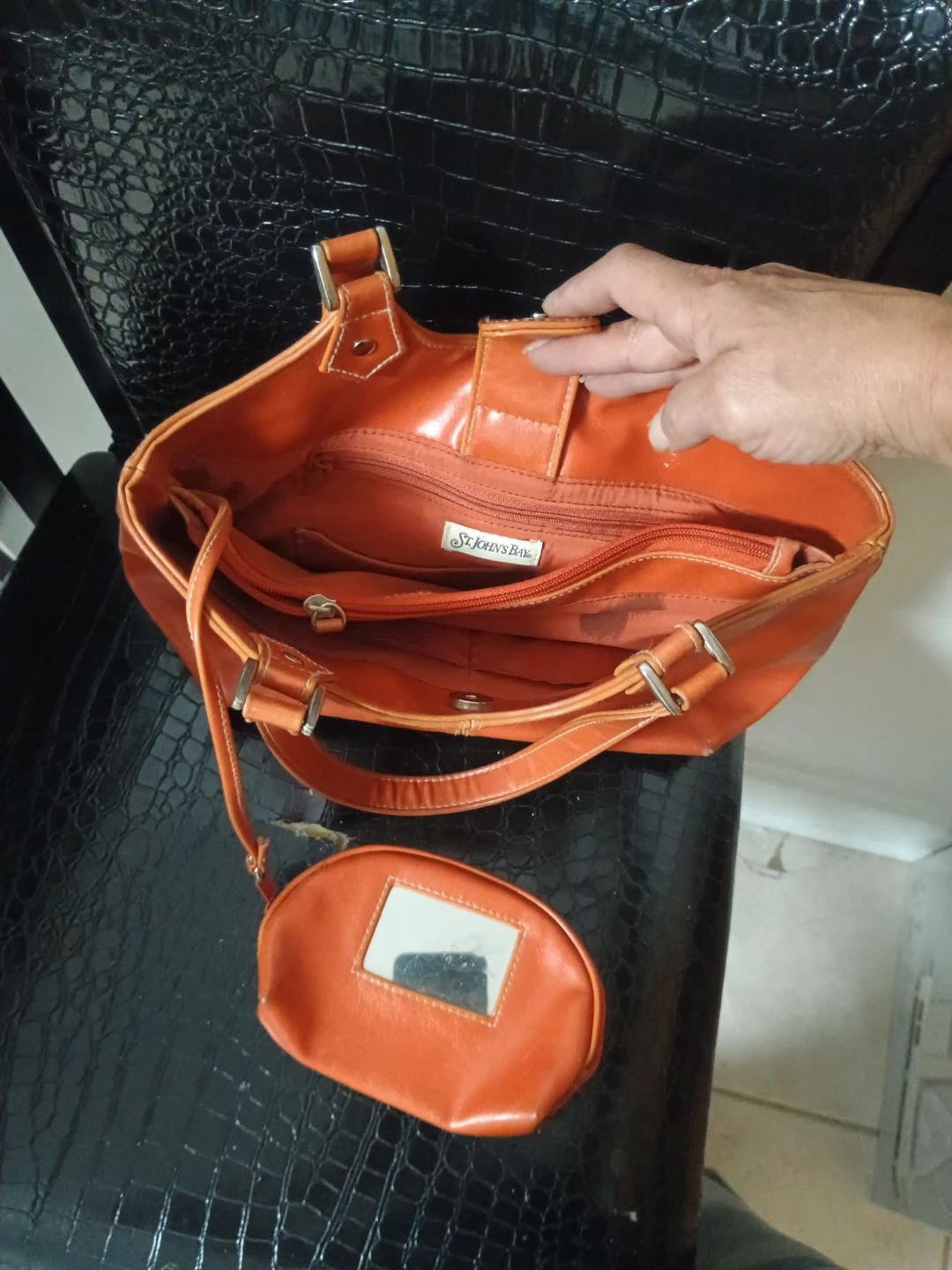 St. John's Bay Orange Leather Handbag with Coin Pouch - photo 3