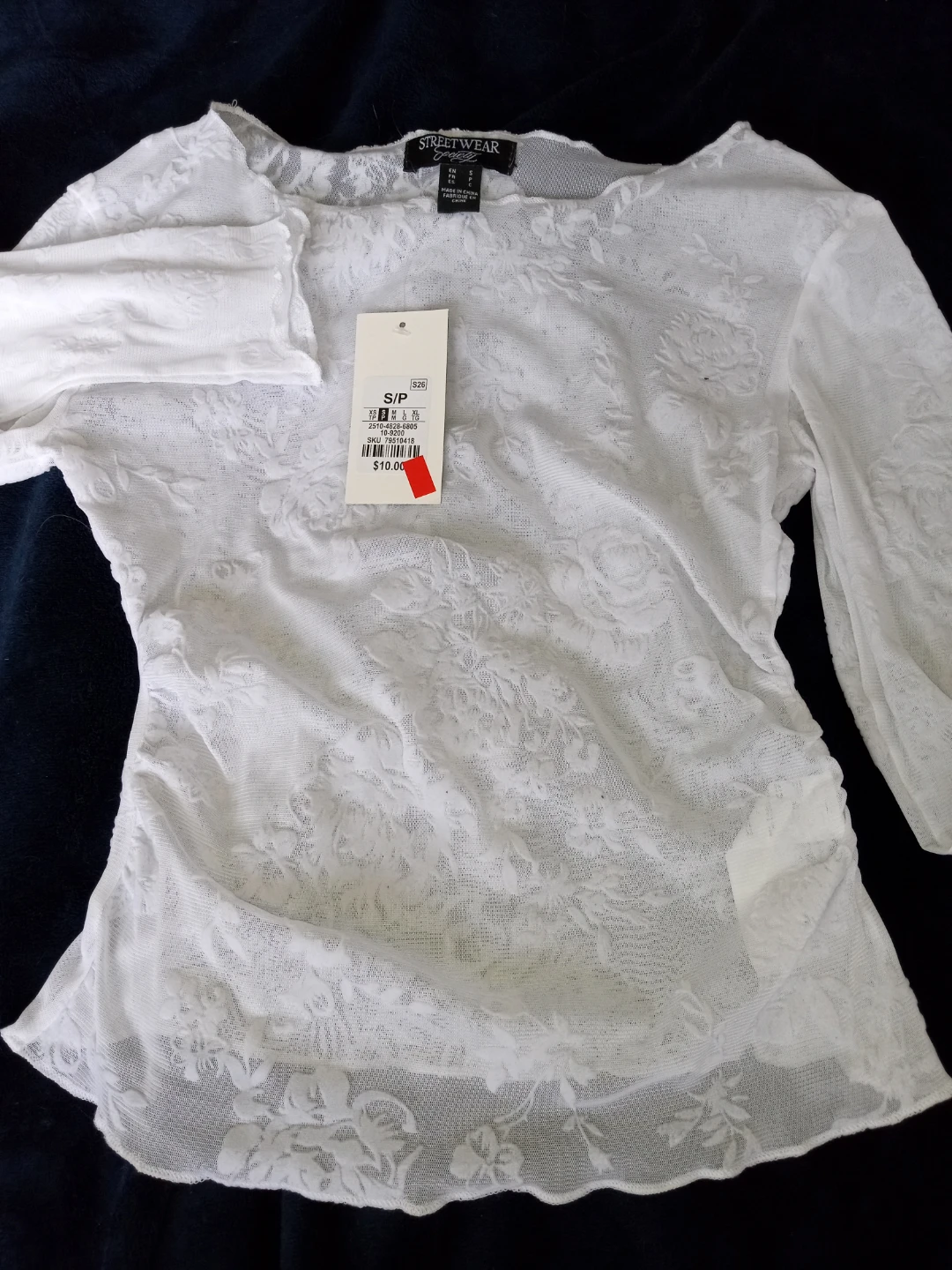 Streetwear Society White Floral Mesh Long Sleeve Top - photo 2