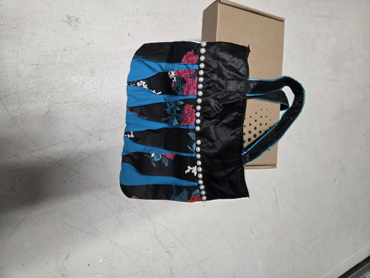 Black Tote Bag with Floral Design - photo 2