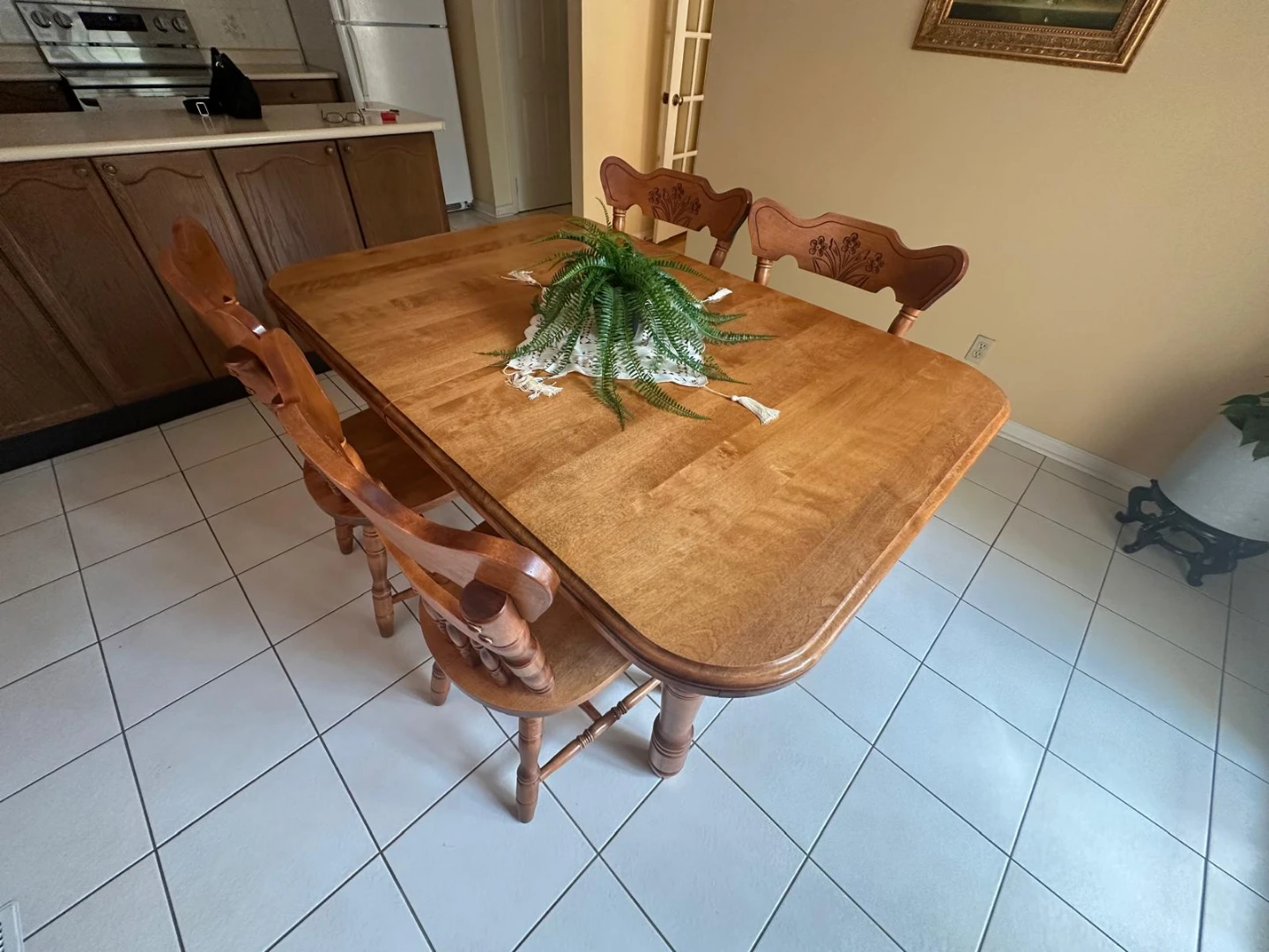 Oak Wood Dining Table and 6 Chairs Set