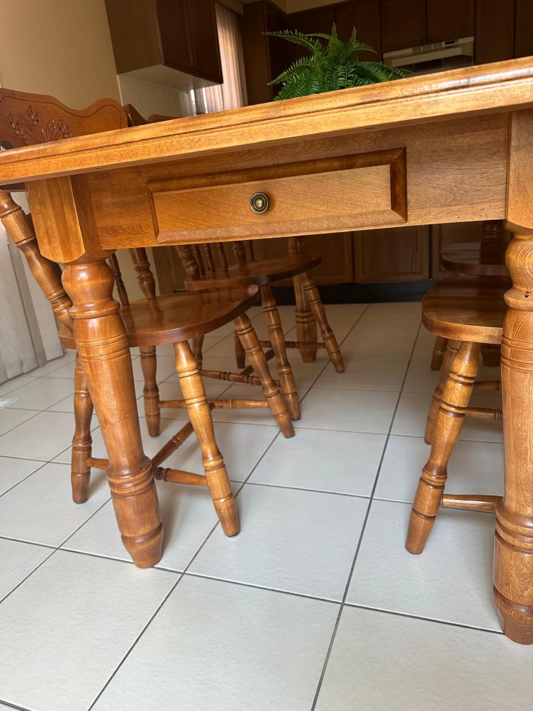 Oak Wood Dining Table and 6 Chairs Set - photo 2