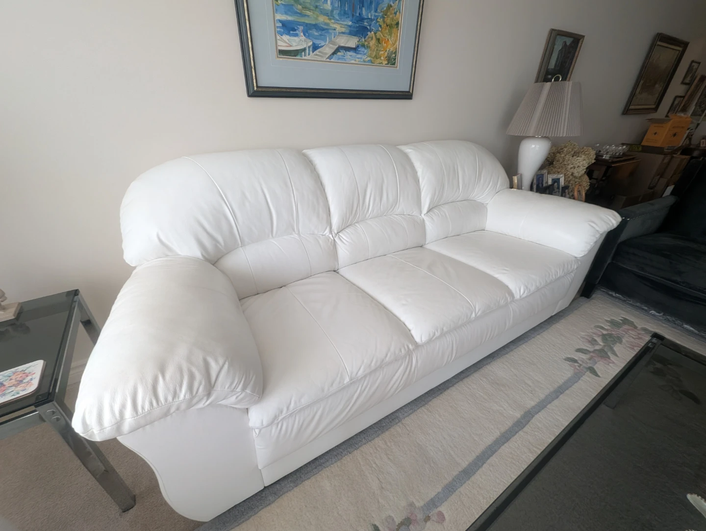 White Leather Sofa - photo 3