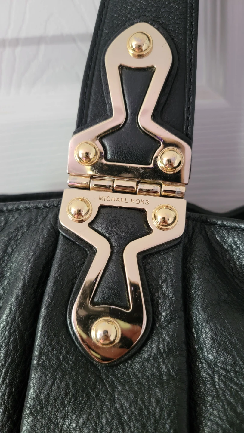 Vintage Michael Kors Joplin Black Pebbled Leather Hobo Bag - photo 5